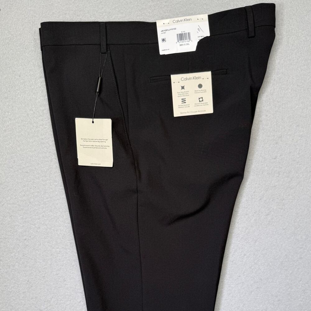Calvin Klein Men's Infinite Stretch Skinny-Fit Dress Pants Black 38x30 $95